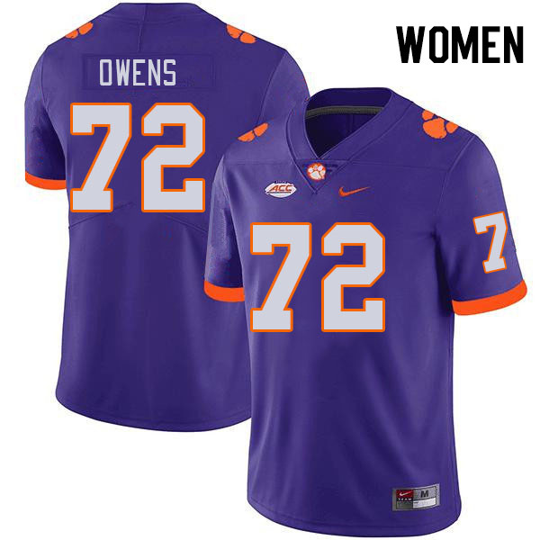 Women #72 Zack Owens Clemson Tigers College Football Jerseys Stitched-Purple